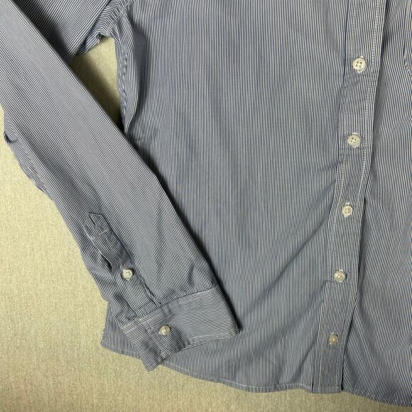 Abercrombie & Fitch Pinstripe Vintage Y2K Button Down Shirt Blue White Large - Picture 4 of 5